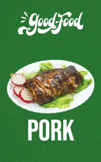Jamaican jerk pork with lettuce and radish